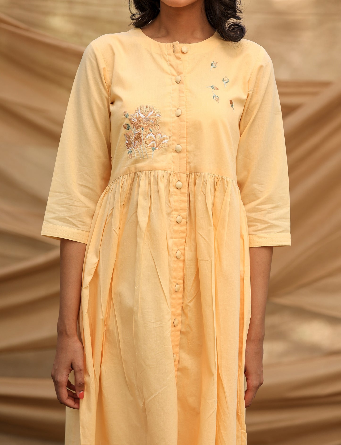 Long Pleated Kurta Set in Mango
