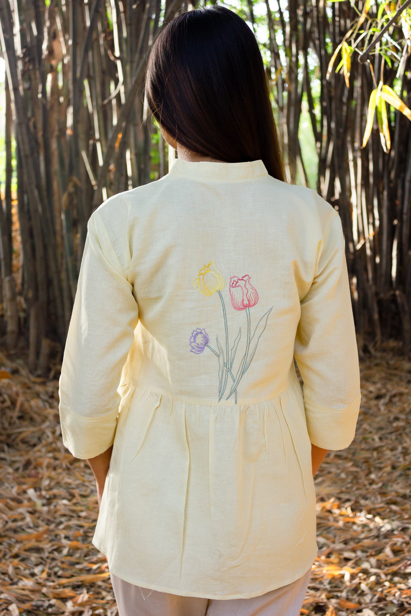 Pleated Shirt in Pastel Yellow