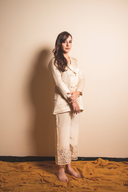 Crepe Embroidered Culottes in Pretty Pearl