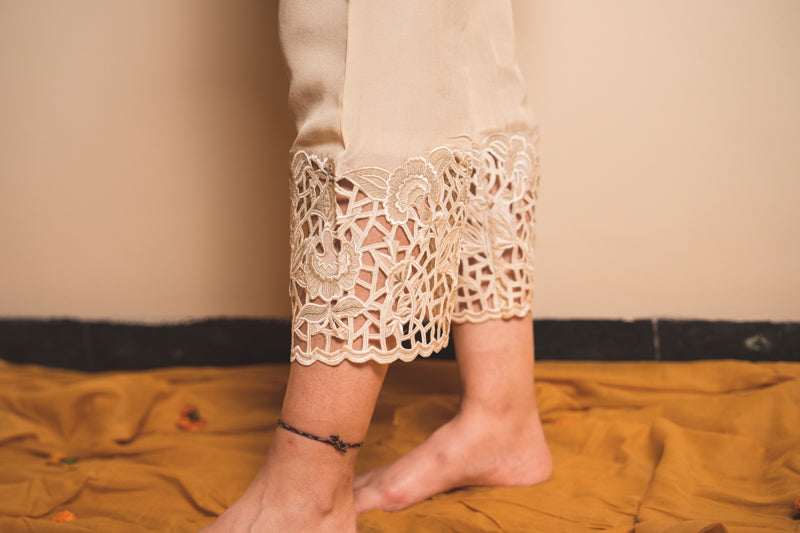 Crepe Embroidered Culottes in Pretty Pearl